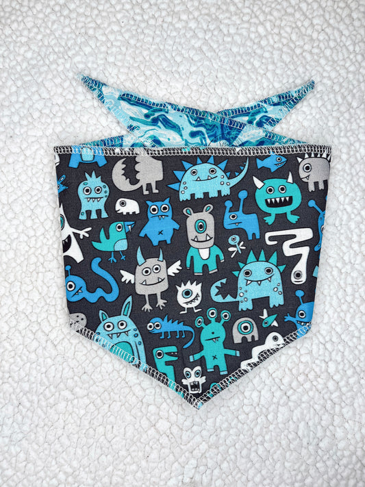 Blue Monsters Tie Dog Bandana