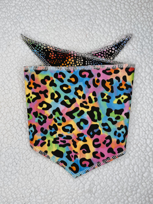 Rainbow Leopard Tie Dog Bandana