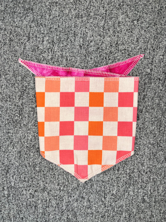 Pink Checkered Tie Dog Bandana