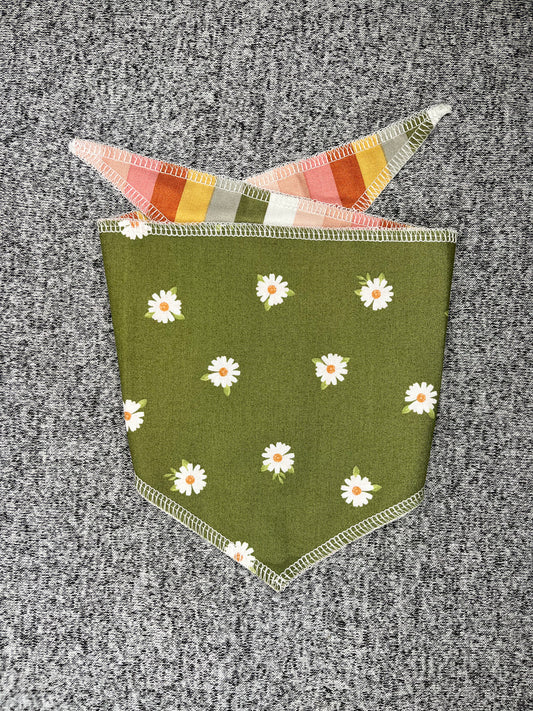 Olive Daisies Tie Dog Bandana