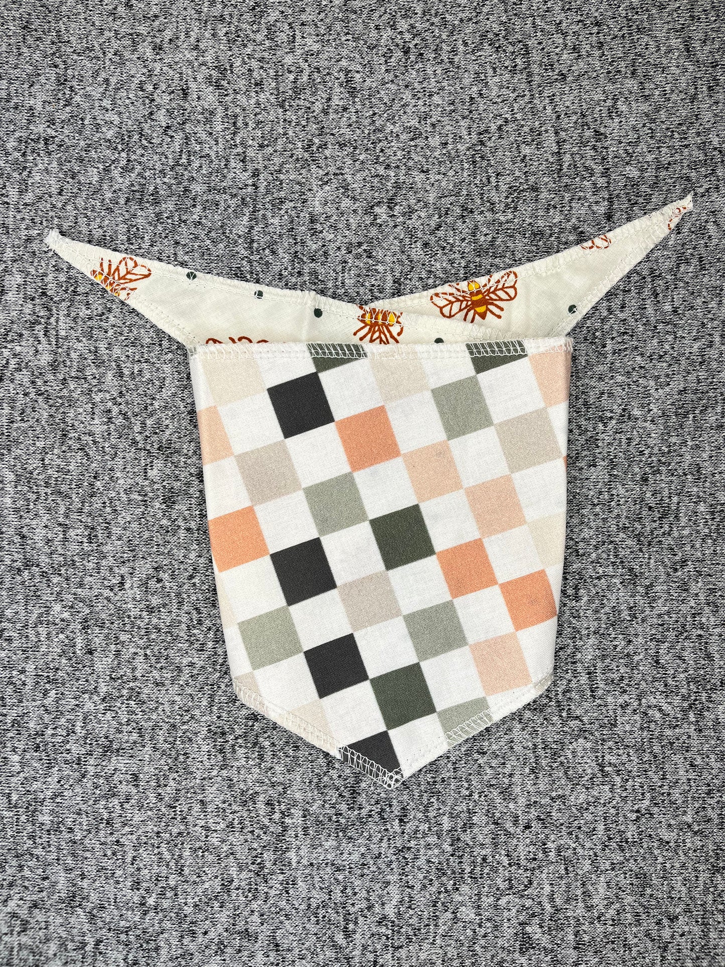 Neutral Check Tie Dog Bandana